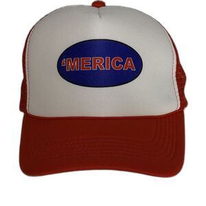 Red and White 'Merica Trucker Hat